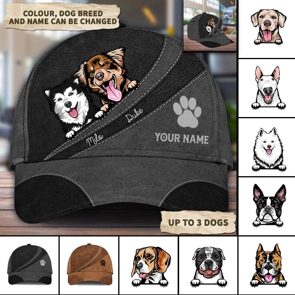 Dog Black Brown Personalized Cap, Personalized Gift for Dog Lovers, Dog Dad, Dog Mom Trucker Hats Custom Hats Gifts For Men & Women