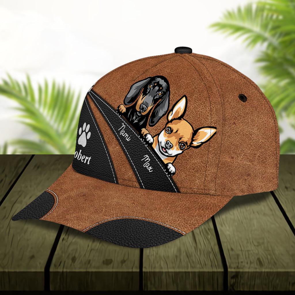 Dog Black Brown Personalized Cap, Personalized Gift for Dog Lovers, Dog Dad, Dog Mom Trucker Hats Custom Hats Gifts For Men & Women