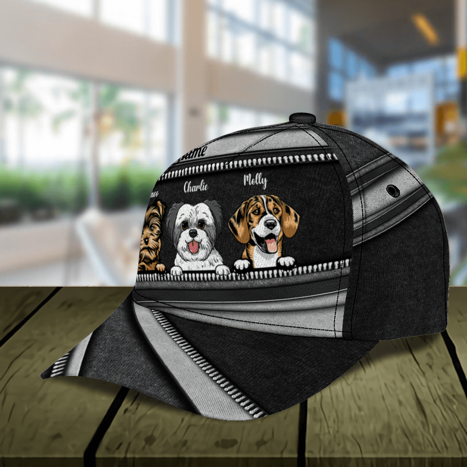 Dog Black Zipper Layers Personalized Cap, Personalized Gift for Dog Lovers, Dog Dad, Dog Mom Trucker Hats Custom Hats Gifts For Men & Women