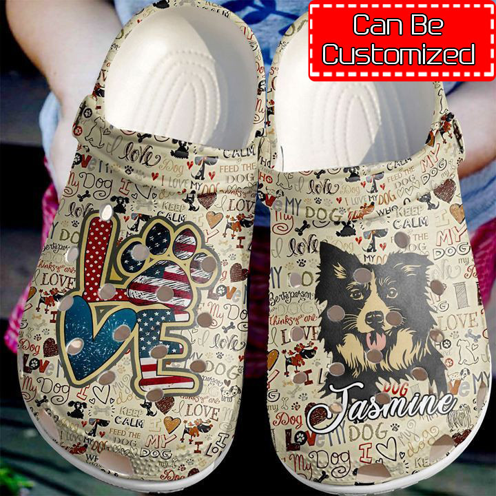 Dog - Border Collie Personalized Love Vintage clog Shoes For Men And Women