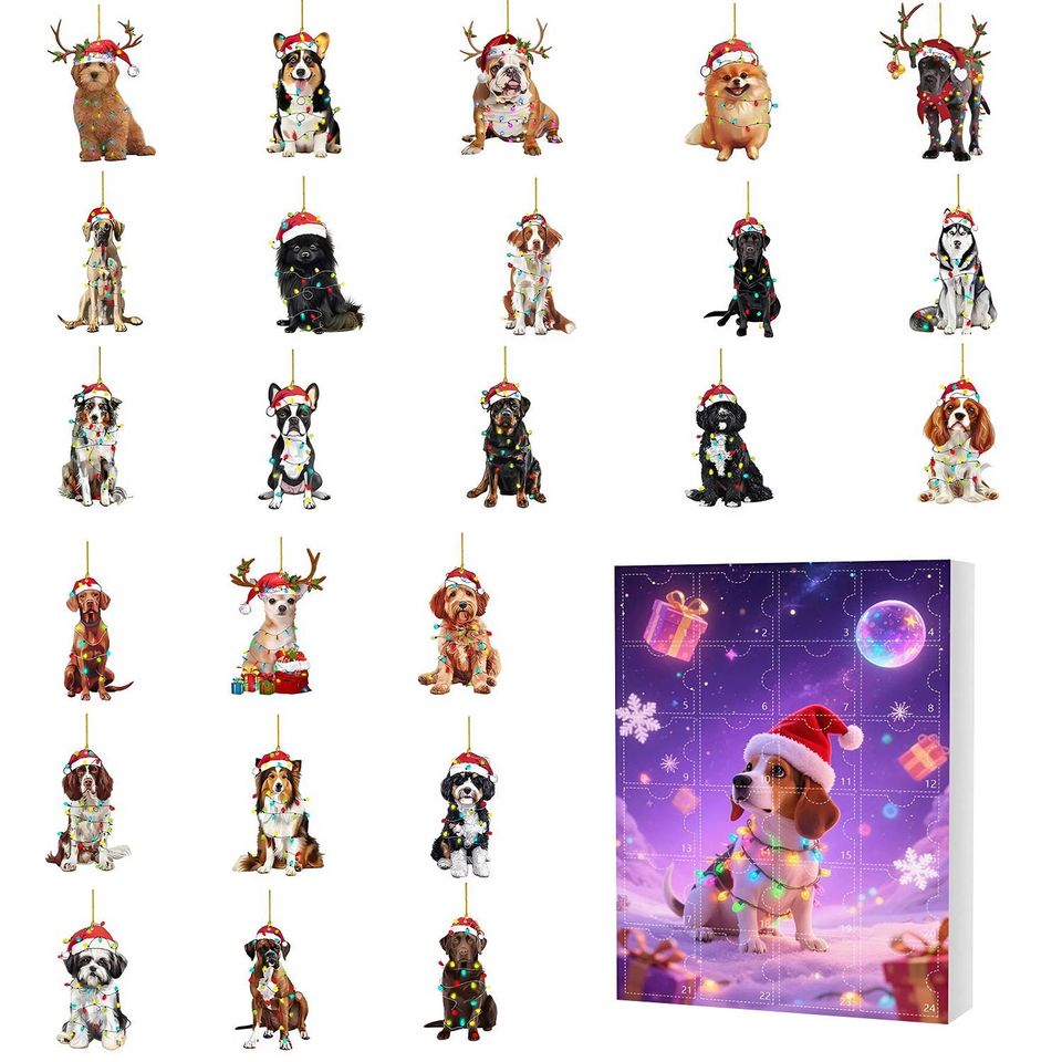 Dog Breed Advent Calendar 2025, 24 Day Countdown Dog Figurines : Vintage Christmas Ornament Countdown - Image 7