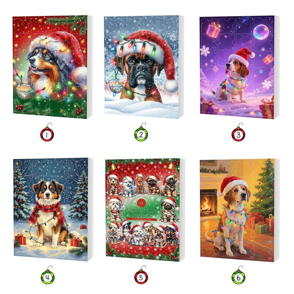 Dog Breed Advent Calendar 2025, 24 Day Countdown Dog Figurines : Vintage Christmas Ornament Countdown - Image 3