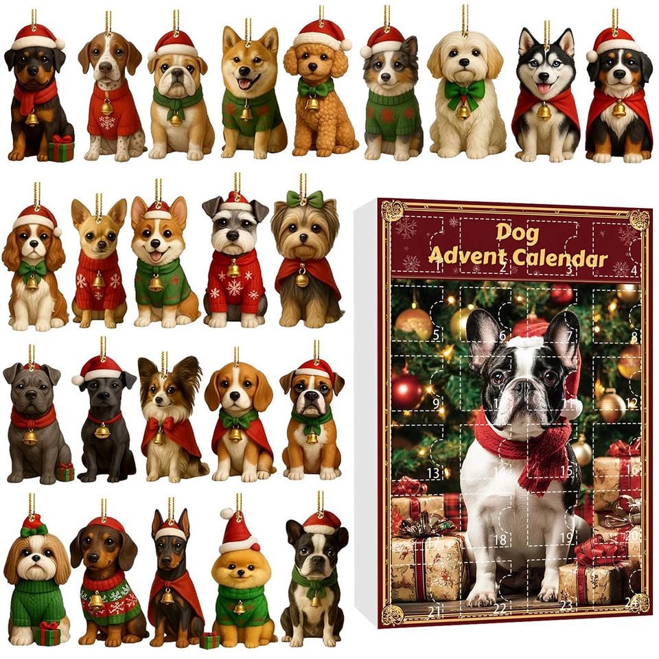 Dog Breeds Advent Calendar 2025, 24 Day Dogs Figurines With 6 Style Box: Vintage Christmas Ornament Countdown - Image 2