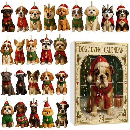 Dog Breeds Advent Calendar 2025, 24 Day Dogs Figurines With 6 Style Box: Vintage Christmas Ornament Countdown - Image 25