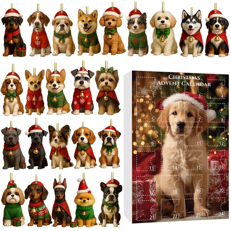 Dog Breeds Advent Calendar 2025, 24 Day Dogs Figurines With 6 Style Box: Vintage Christmas Ornament Countdown - Image 10