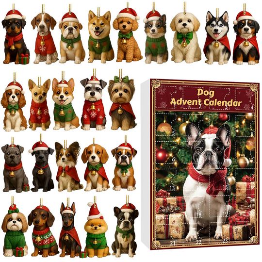Dog Breeds Advent Calendar 2025, 24 Day Dogs Figurines With 6 Style Box: Vintage Christmas Ornament Countdown - Image 14