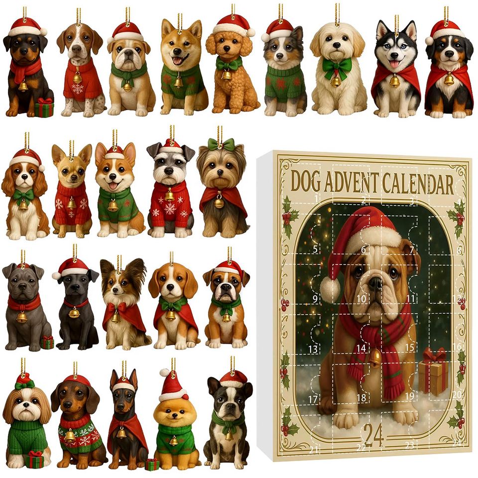 Dog Breeds Advent Calendar 2025, 24 Day Dogs Figurines With 6 Style Box: Vintage Christmas Ornament Countdown - Image 12