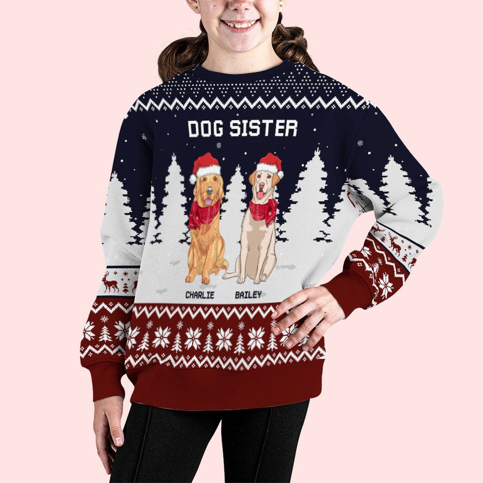 Dog Brother/Sister Snowflake - Personalized Custom Kids All-Over-Print Sweatshirt