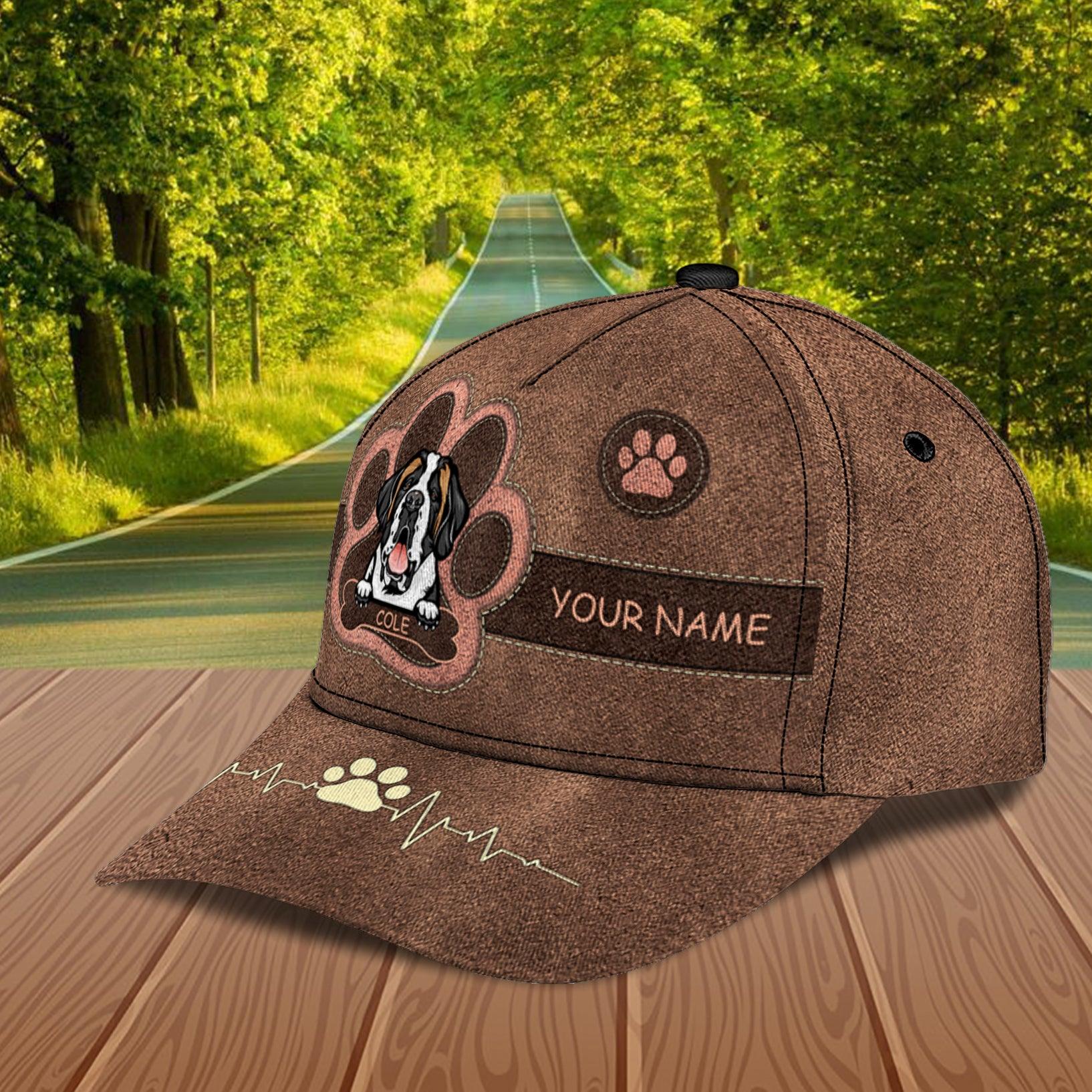 Dog Brown Bone With Paw Logo Personalized Classic Cap, Personalized Gift for Dog Lovers, Dog Dad, Dog Mom Trucker Hats Custom Hats Gifts For Men & Women