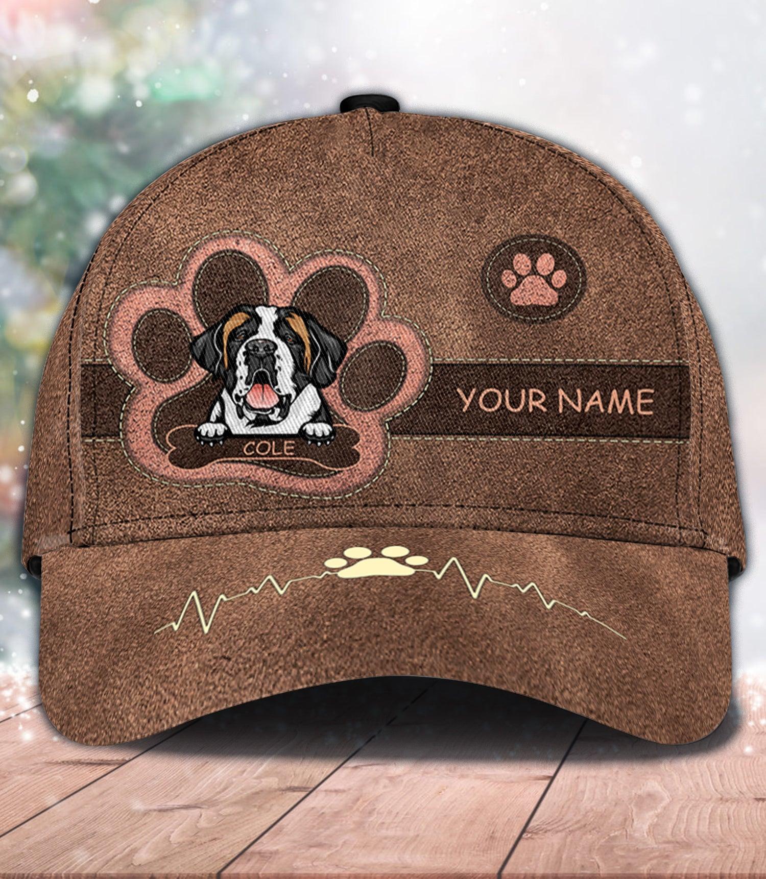 Dog Brown Bone With Paw Logo Personalized Classic Cap, Personalized Gift for Dog Lovers, Dog Dad, Dog Mom Trucker Hats Custom Hats Gifts For Men & Women