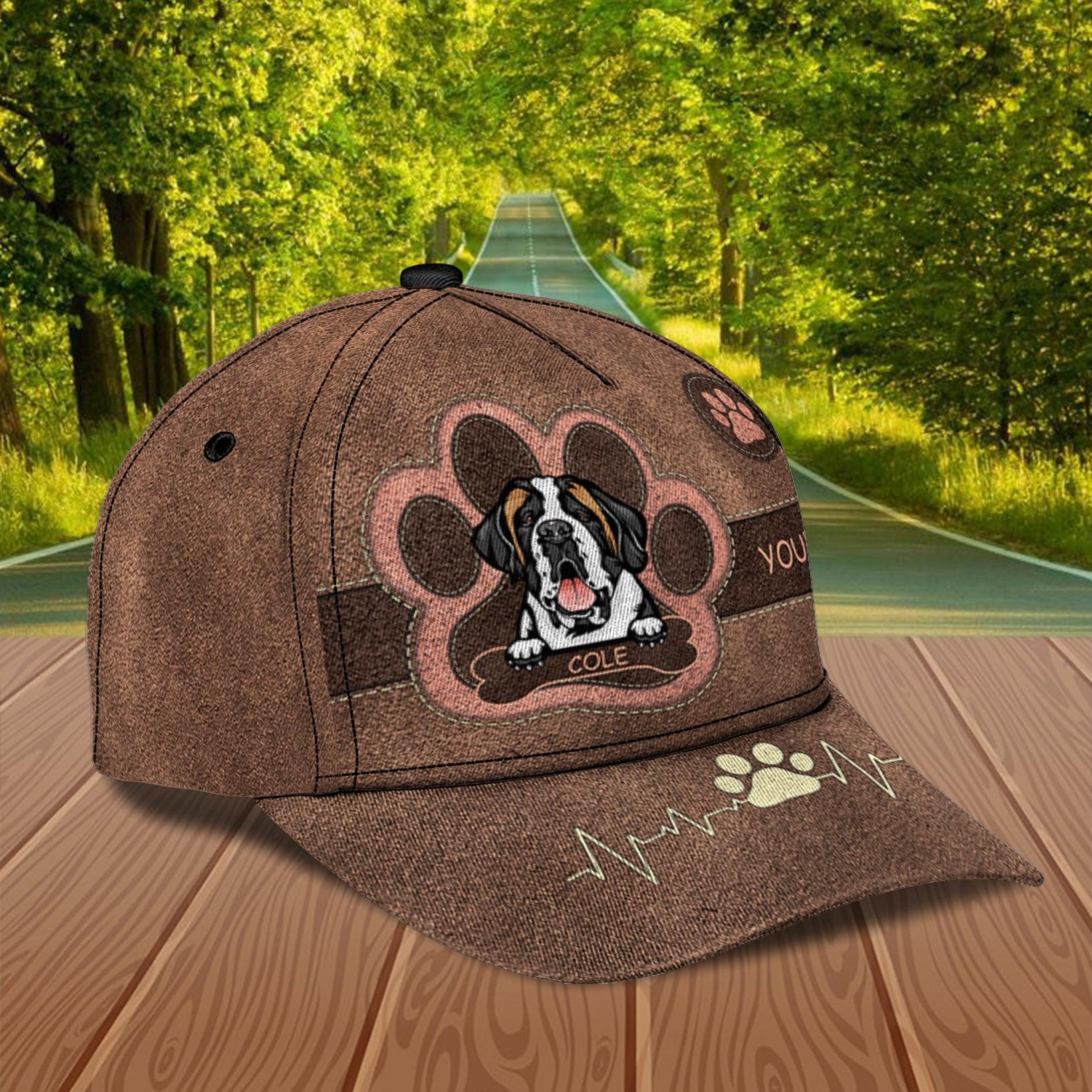 Dog Brown Bone With Paw Logo Personalized Classic Cap, Personalized Gift for Dog Lovers, Dog Dad, Dog Mom Trucker Hats Custom Hats Gifts For Men & Women