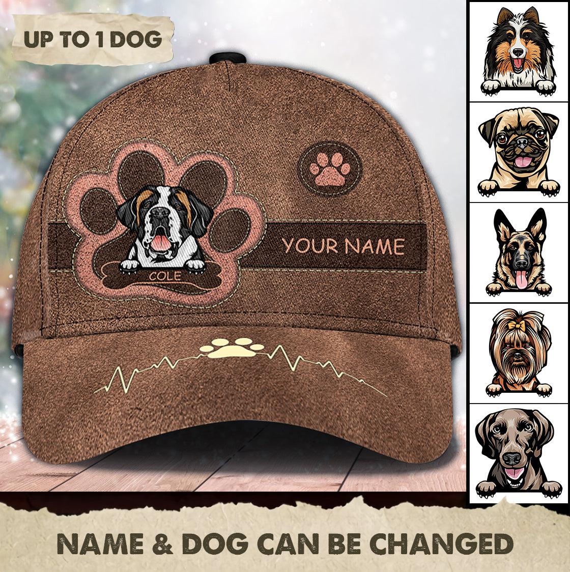 Dog Brown Bone With Paw Logo Personalized Classic Cap, Personalized Gift for Dog Lovers, Dog Dad, Dog Mom Trucker Hats Custom Hats Gifts For Men & Women