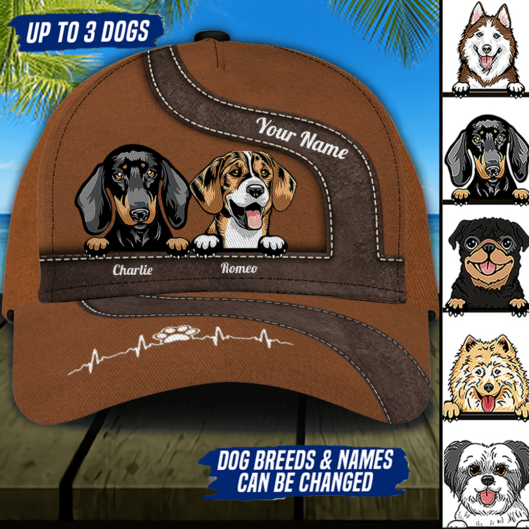 Dog Brown Border Personalized Cap, Personalized Gift for Dog Lovers, Dog Dad, Dog Mom Trucker Hats Custom Hats Gifts For Men & Women