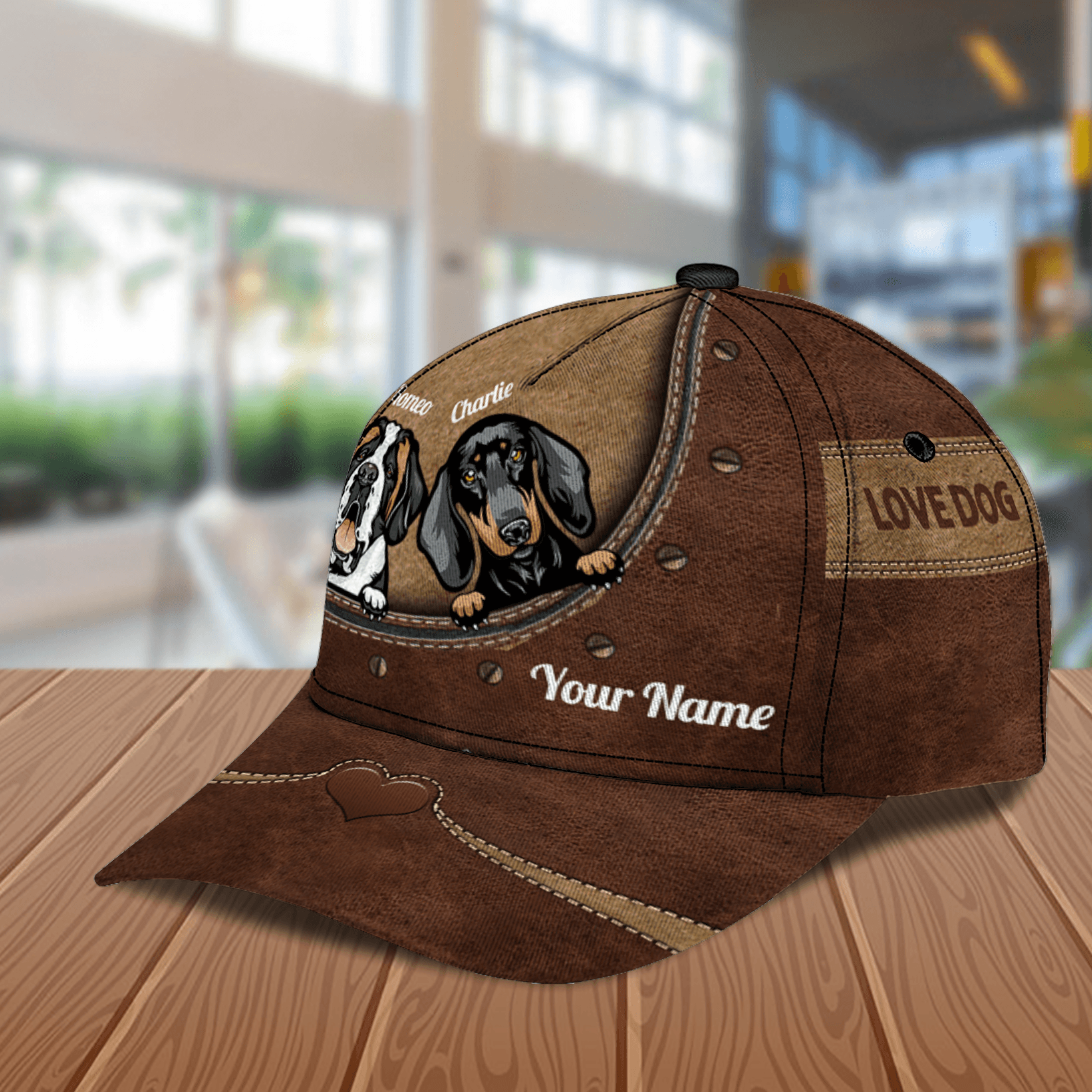 Dog Brown Buttons Personalized Classic Cap, Personalized Gift for Dog Lovers, Dog Dad, Dog Mom Trucker Hats Custom Hats Gifts For Men & Women