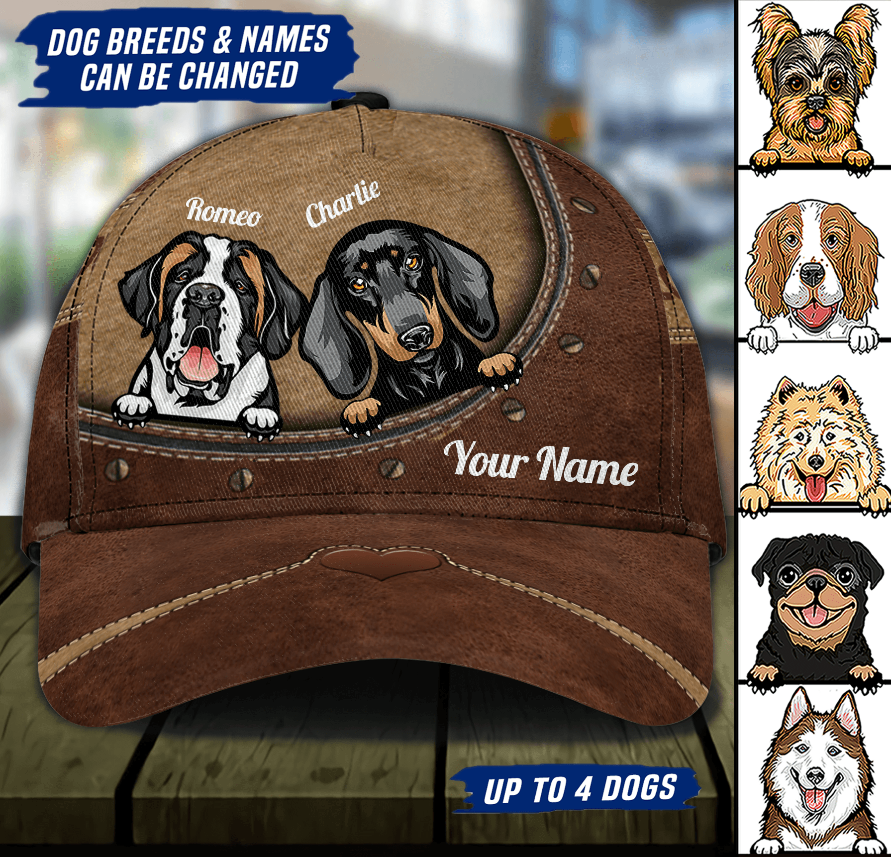 Dog Brown Buttons Personalized Classic Cap, Personalized Gift for Dog Lovers, Dog Dad, Dog Mom Trucker Hats Custom Hats Gifts For Men & Women