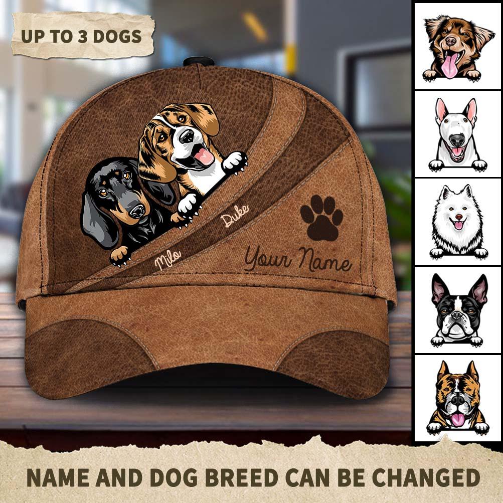 Dog Brown Curves And Paw Personalized Classic Cap, Personalized Gift for Dog Lovers, Dog Dad, Dog Mom Trucker Hats Custom Hats Gifts For Men & Women