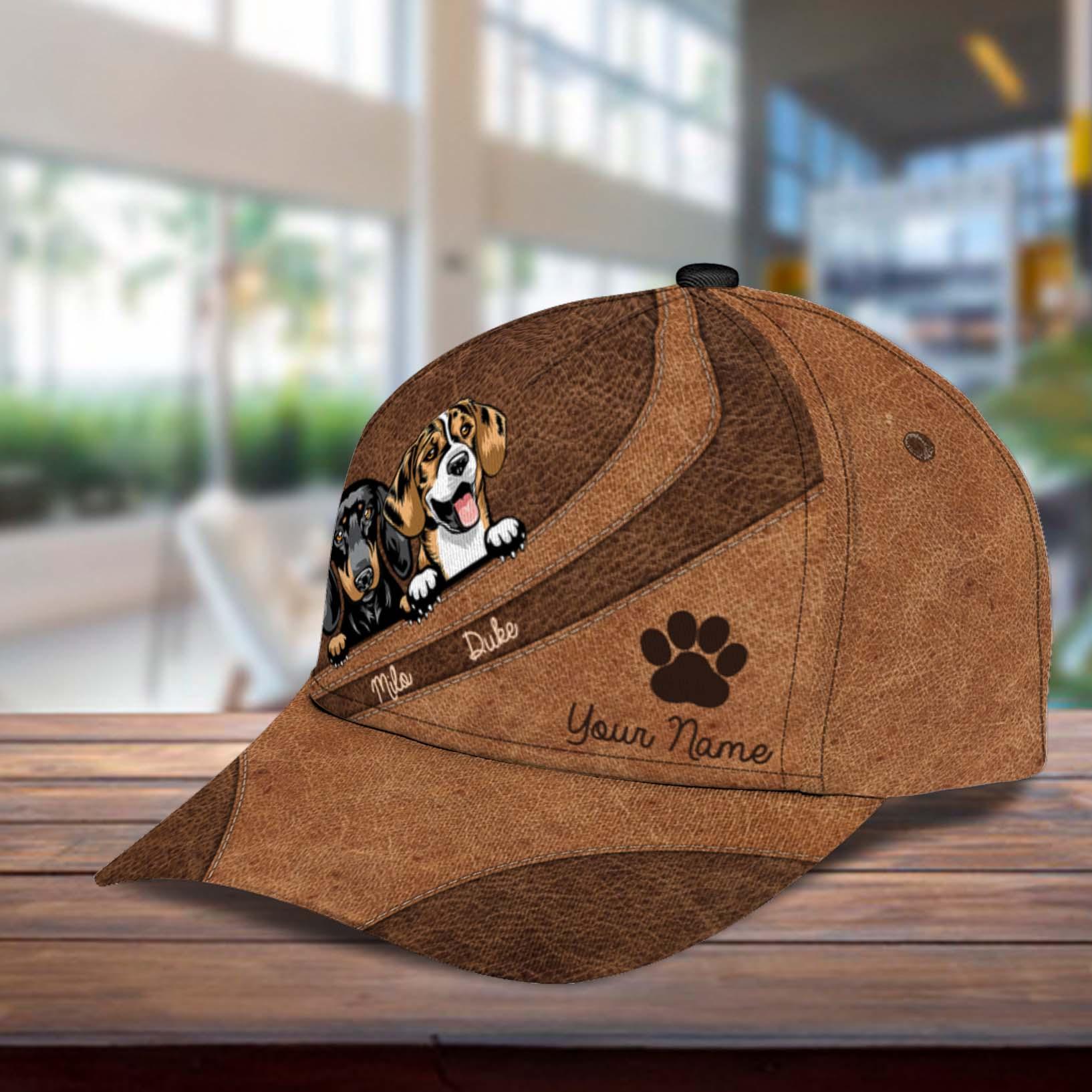 Dog Brown Curves And Paw Personalized Classic Cap, Personalized Gift for Dog Lovers, Dog Dad, Dog Mom Trucker Hats Custom Hats Gifts For Men & Women