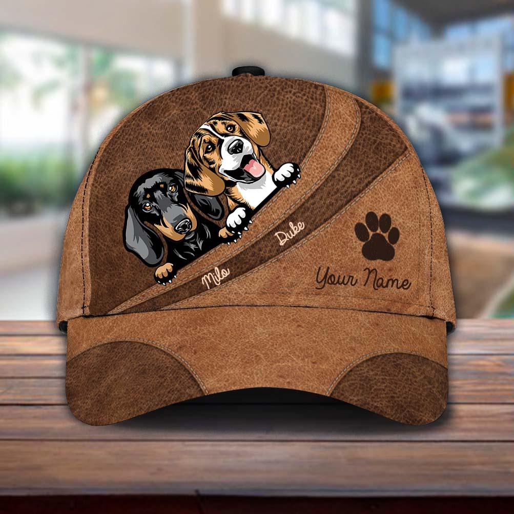 Dog Brown Curves And Paw Personalized Classic Cap, Personalized Gift for Dog Lovers, Dog Dad, Dog Mom Trucker Hats Custom Hats Gifts For Men & Women