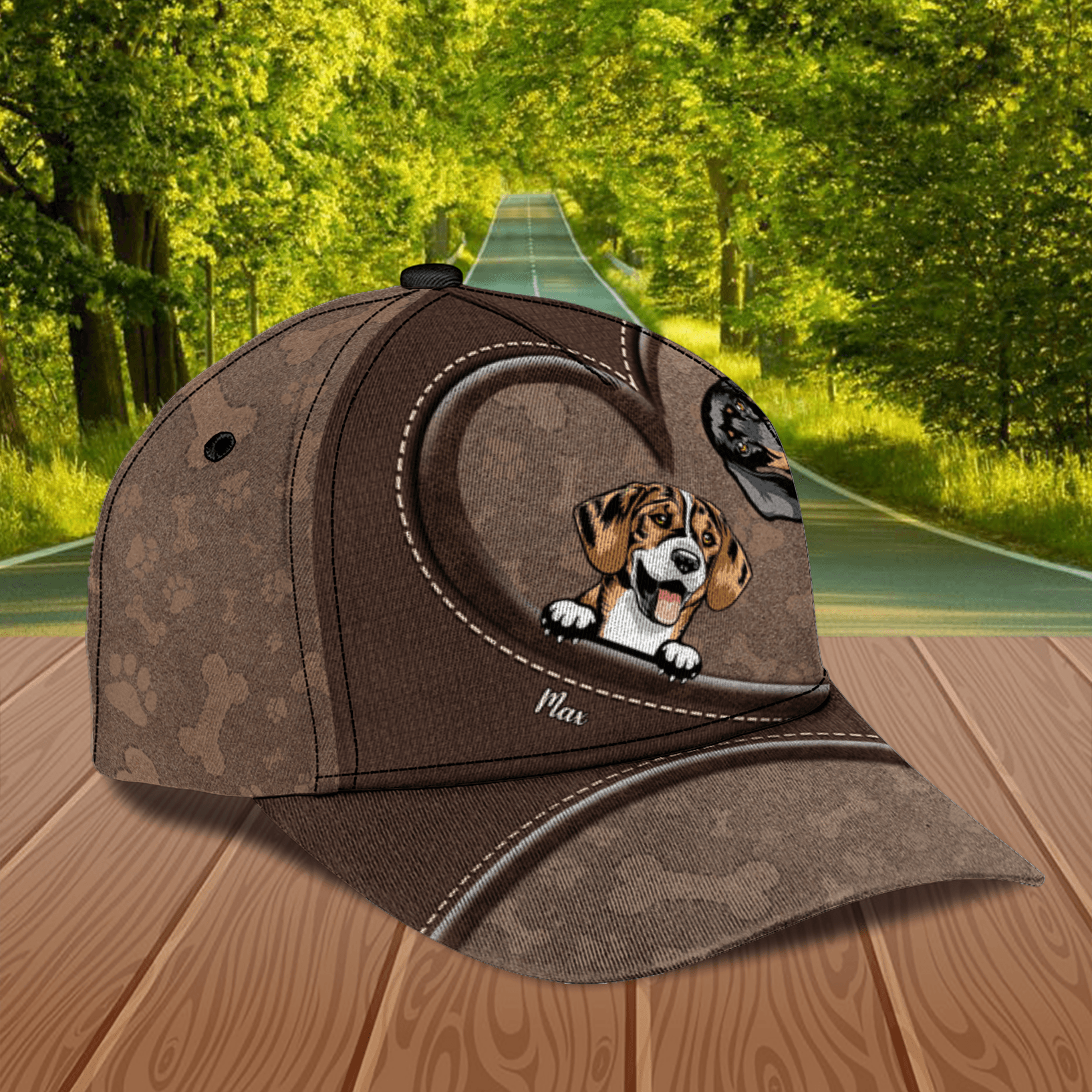 Dog Brown Heart Hook Personalized Classic Cap, Personalized Gift for Dog Lovers, Dog Dad, Dog Mom Trucker Hats Custom Hats Gifts For Men & Women