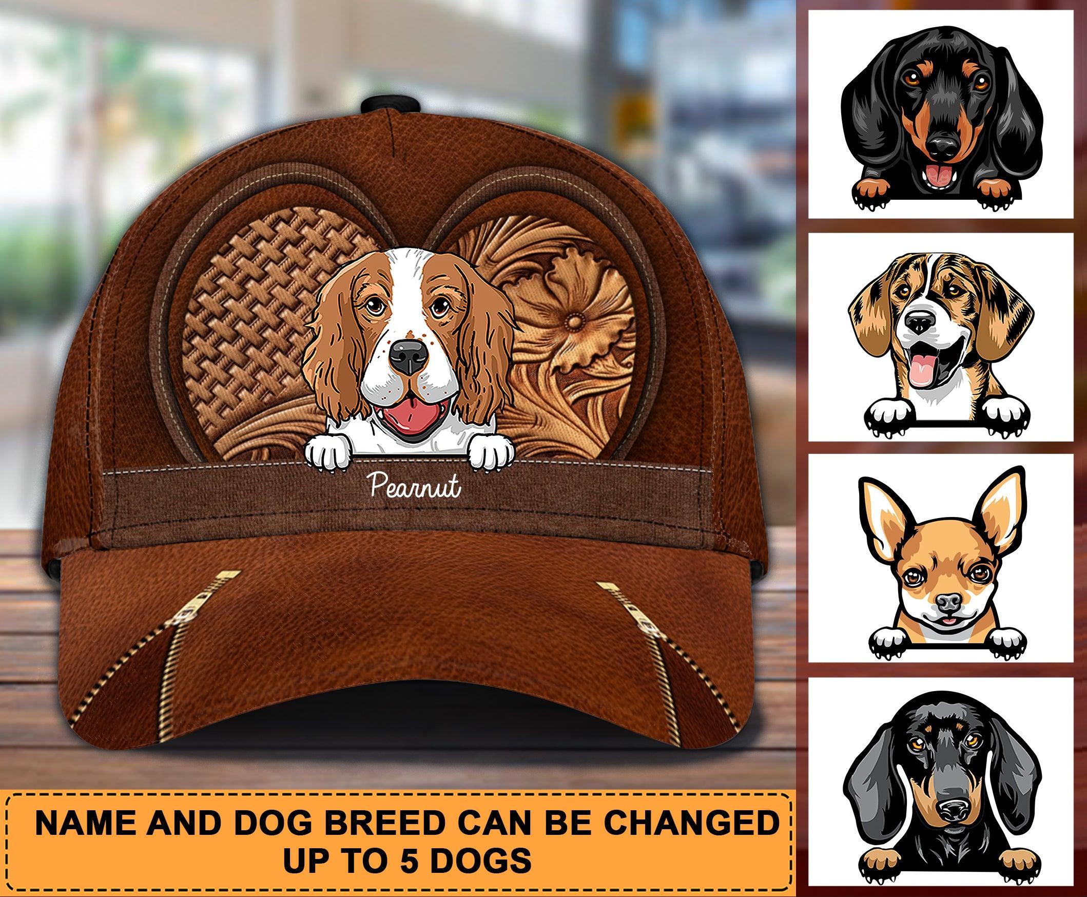 Dog Brown Heart Personalized Classic Cap, Personalized Gift for Dog Lovers, Dog Dad, Dog Mom Trucker Hats Custom Hats Gifts For Men & Women