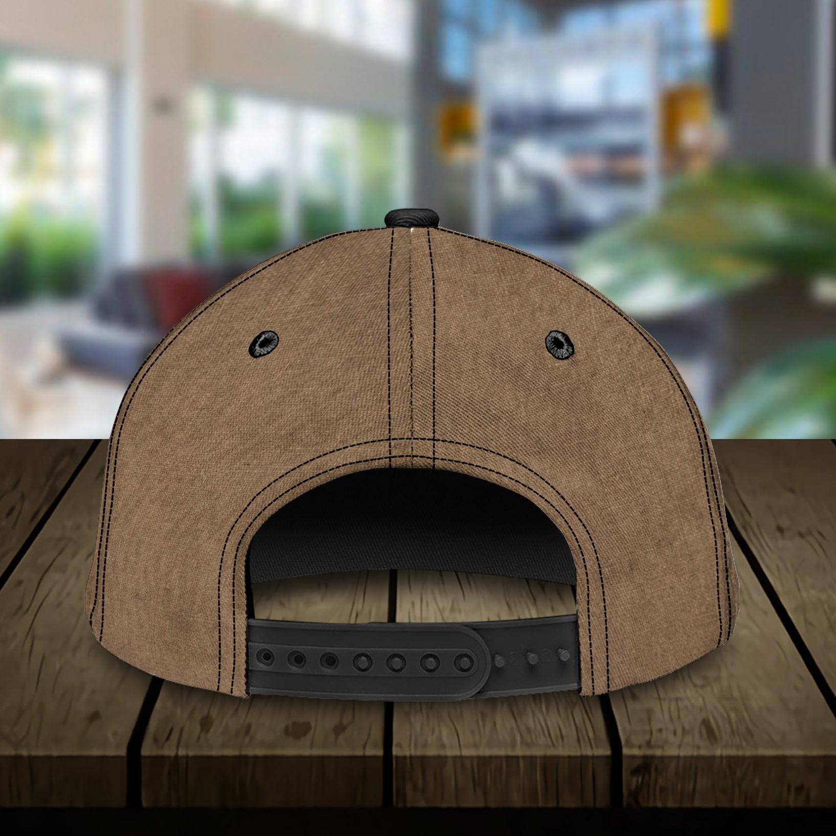 Dog Brown Leather Heart Personalized Classic Cap, Personalized Gift for Dog Lovers, Dog Dad, Dog Mom Trucker Hats Custom Hats Gifts For Men & Women