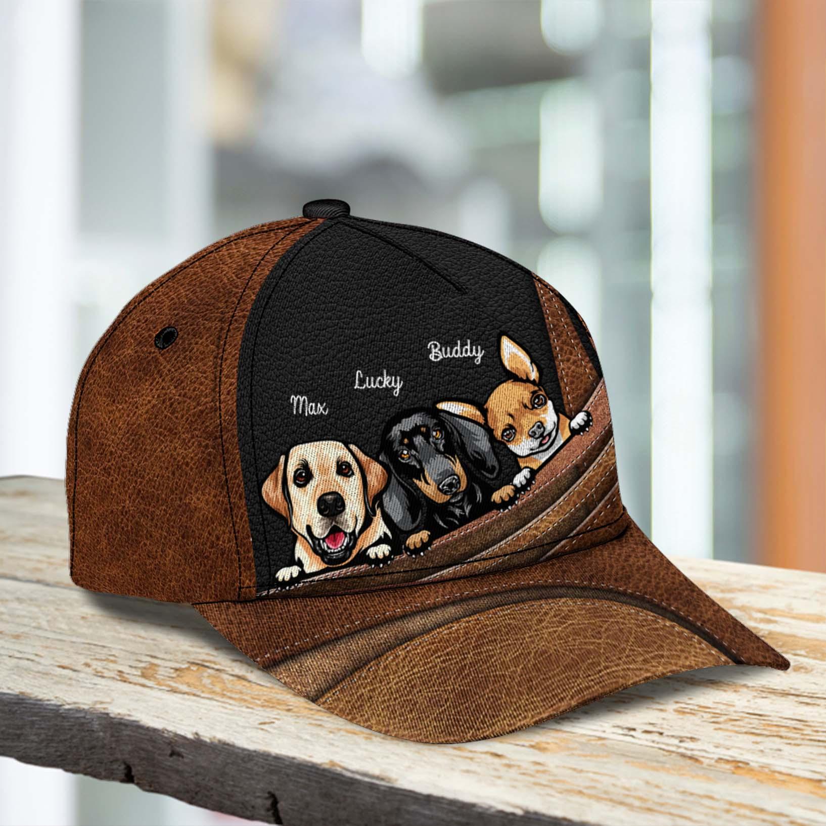 Dog Brown Lines Personalized Cap, Personalized Gift for Dog Lovers, Dog Dad, Dog Mom Trucker Hats Custom Hats Gifts For Men & Women