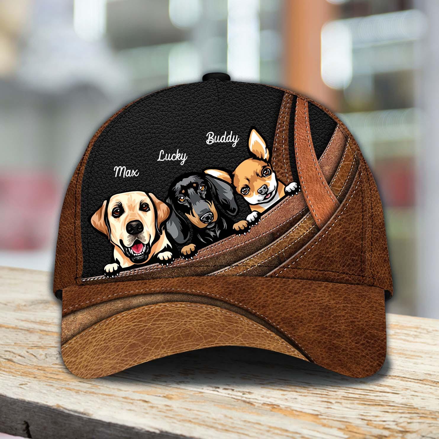 Dog Brown Lines Personalized Cap, Personalized Gift for Dog Lovers, Dog Dad, Dog Mom Trucker Hats Custom Hats Gifts For Men & Women