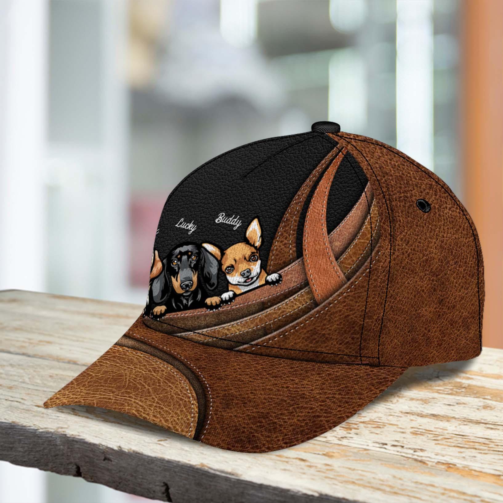 Dog Brown Lines Personalized Cap, Personalized Gift for Dog Lovers, Dog Dad, Dog Mom Trucker Hats Custom Hats Gifts For Men & Women