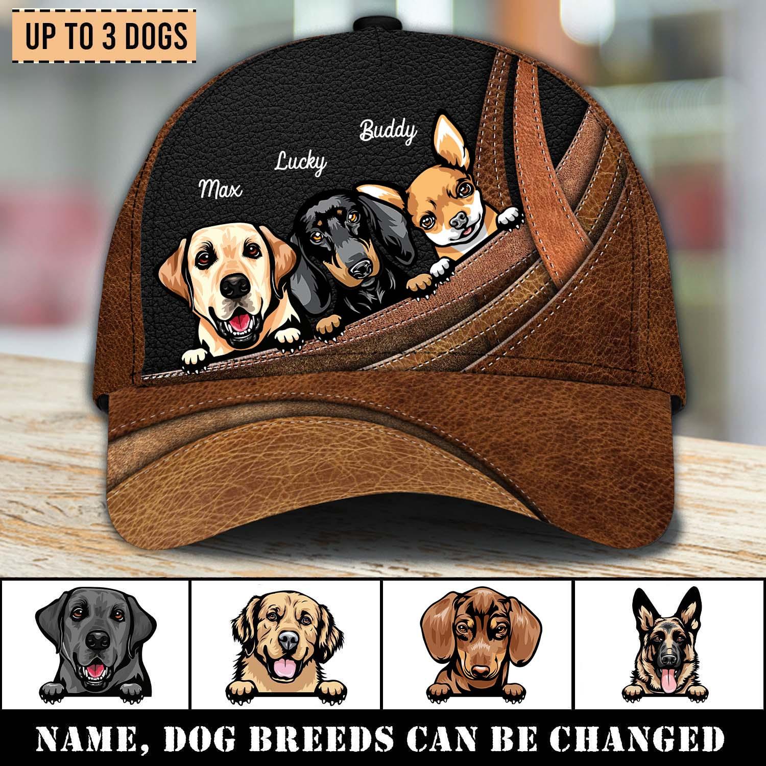 Dog Brown Lines Personalized Cap, Personalized Gift for Dog Lovers, Dog Dad, Dog Mom Trucker Hats Custom Hats Gifts For Men & Women