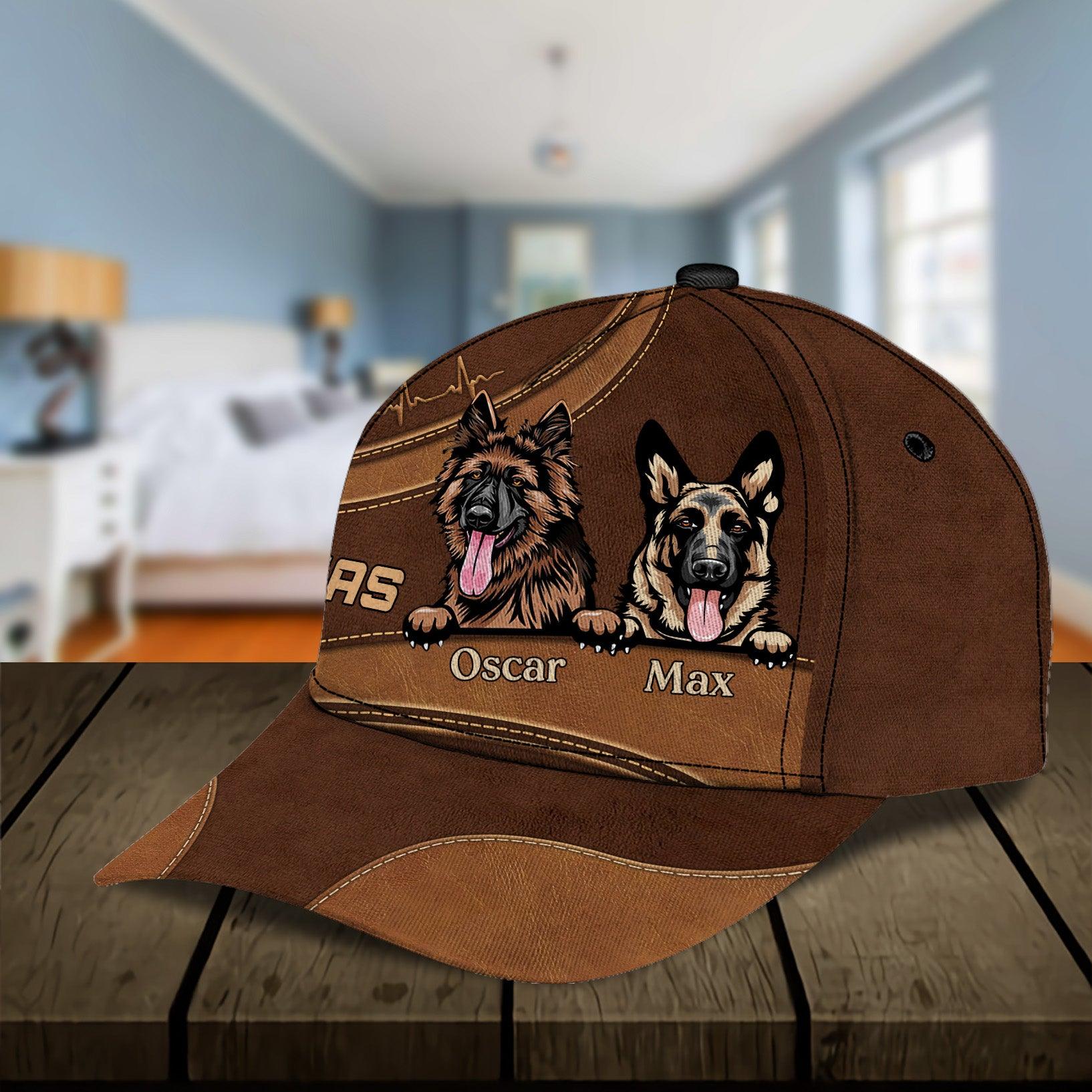 Dog Brown Pattern Personalized Classic Cap, Personalized Gift for Dog Lovers, Dog Dad, Dog Mom Trucker Hats Custom Hats Gifts For Men & Women