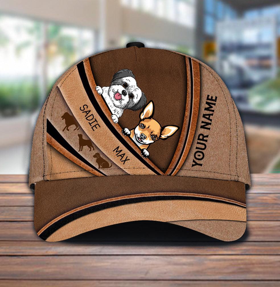 Dog Brown Pattern Personalized Classic Cap, Personalized Gift for Dog Lovers, Dog Dad, Dog Mom Trucker Hats Custom Hats Gifts For Men & Women