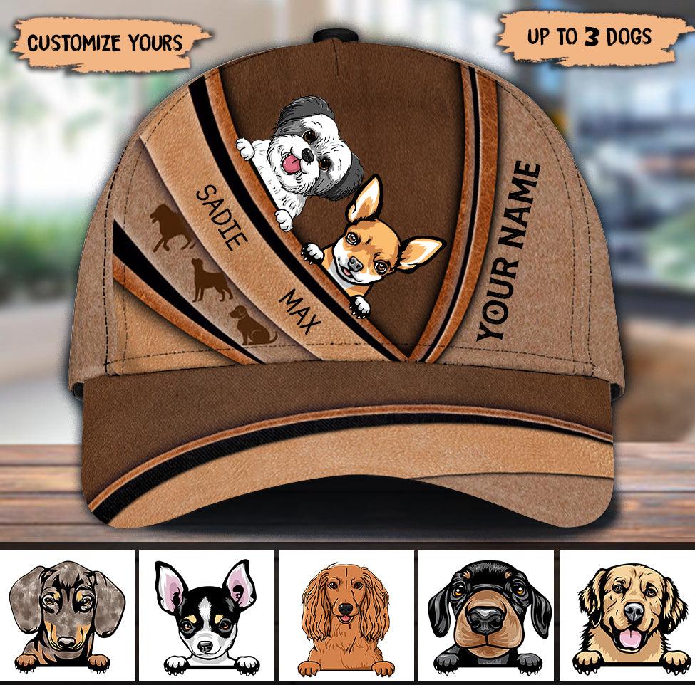 Dog Brown Pattern Personalized Classic Cap, Personalized Gift for Dog Lovers, Dog Dad, Dog Mom Trucker Hats Custom Hats Gifts For Men & Women