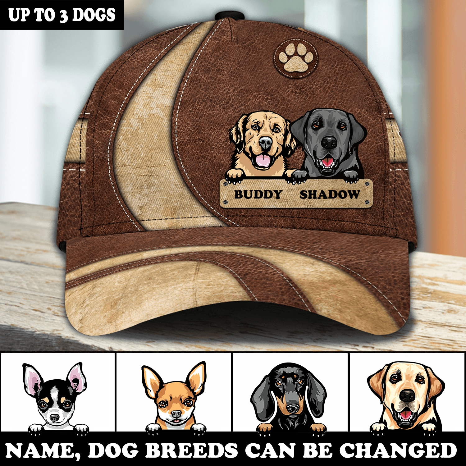 Dog Brown Pattern Personalized Classic Cap, Personalized Gift for Dog Lovers, Dog Dad, Dog Mom Trucker Hats Custom Hats Gifts For Men & Women