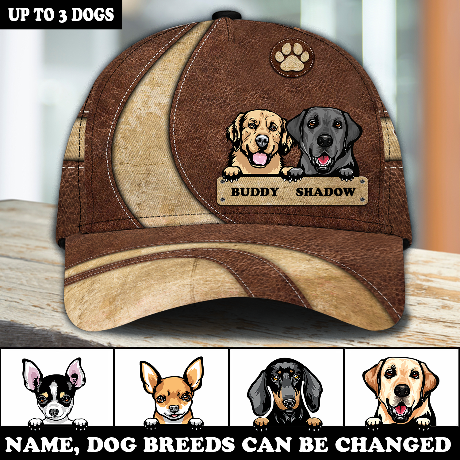Dog Brown Pattern Personalized Classic Cap, Personalized Gift for Dog Lovers, Dog Dad, Dog Mom Trucker Hats Custom Hats Gifts For Men & Women