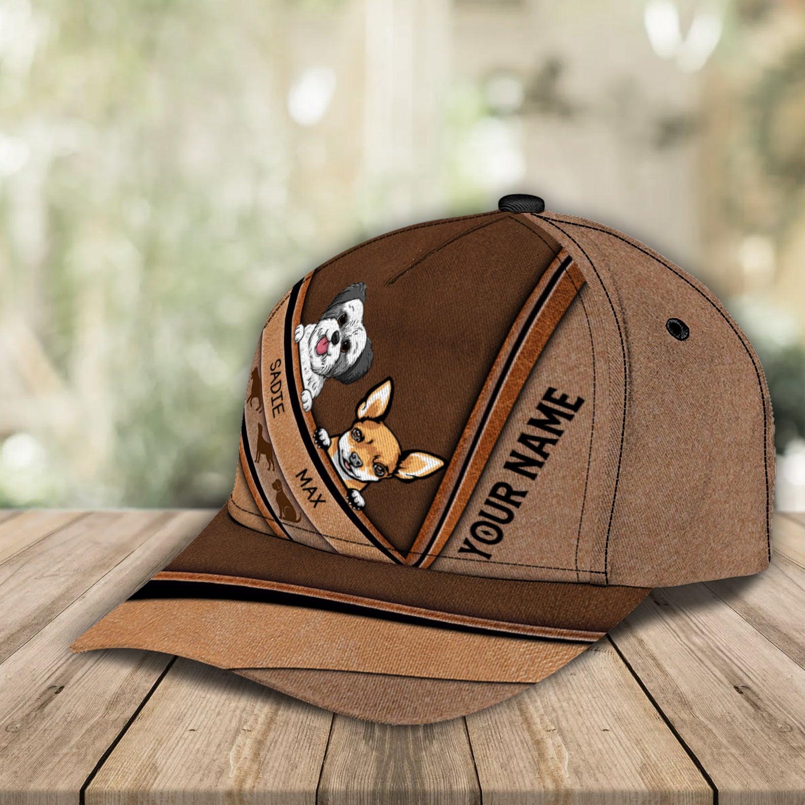 Dog Brown Pattern Personalized Classic Cap, Personalized Gift for Dog Lovers, Dog Dad, Dog Mom Trucker Hats Custom Hats Gifts For Men & Women