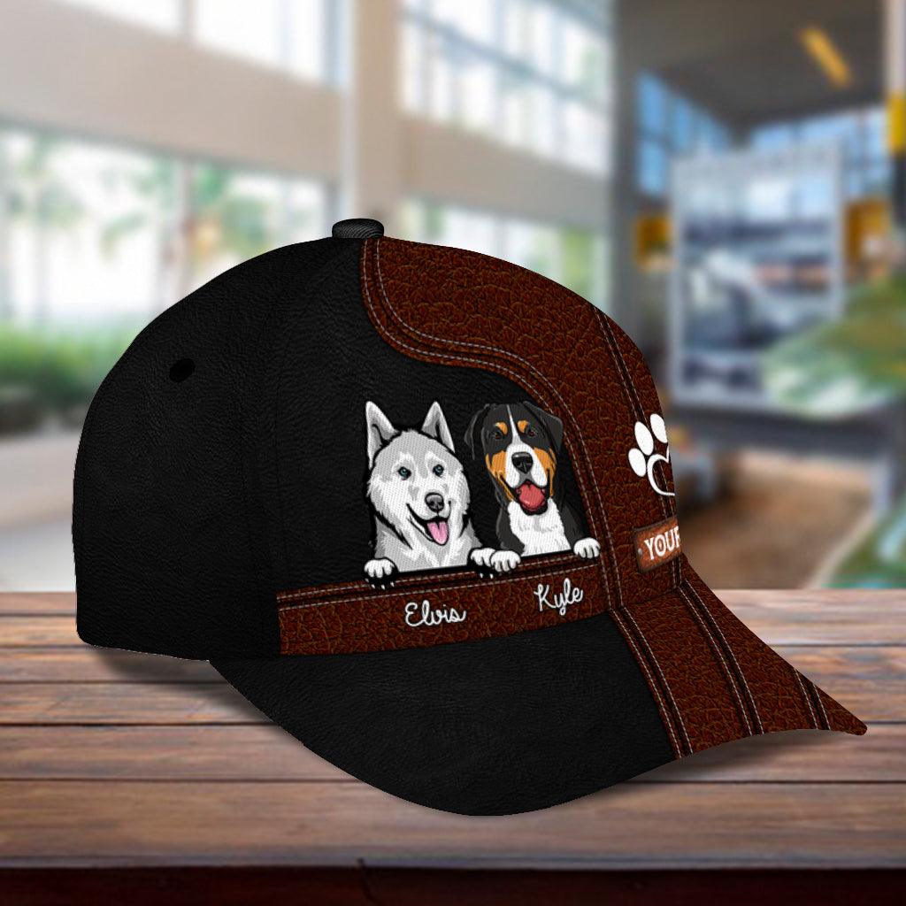 Dog Brown Stripes With White Heart Paw Personalized Classic Cap, Personalized Gift for Dog Lovers, Dog Dad, Dog Mom Trucker Hats Custom Hats Gifts For Men & Women