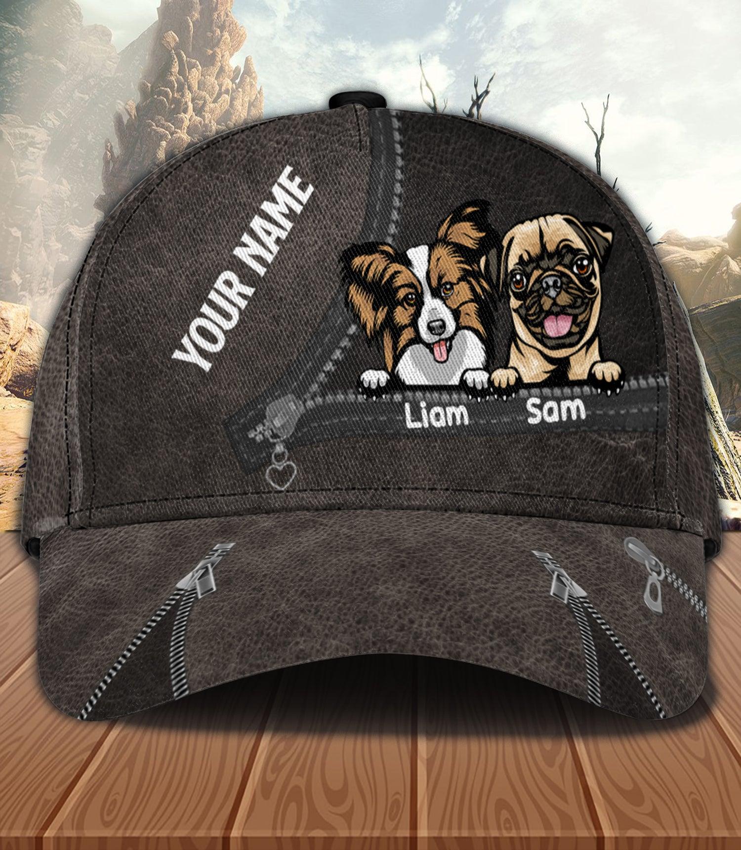 Dog Brown Zippers Personalized Classic Cap, Personalized Gift for Dog Lovers, Dog Dad, Dog Mom Trucker Hats Custom Hats Gifts For Men & Women