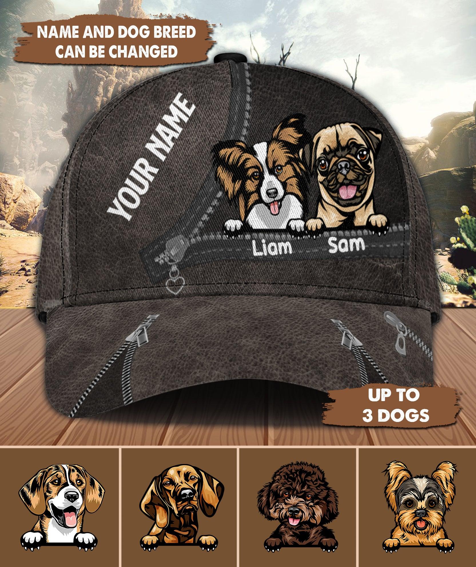 Dog Brown Zippers Personalized Classic Cap, Personalized Gift for Dog Lovers, Dog Dad, Dog Mom Trucker Hats Custom Hats Gifts For Men & Women