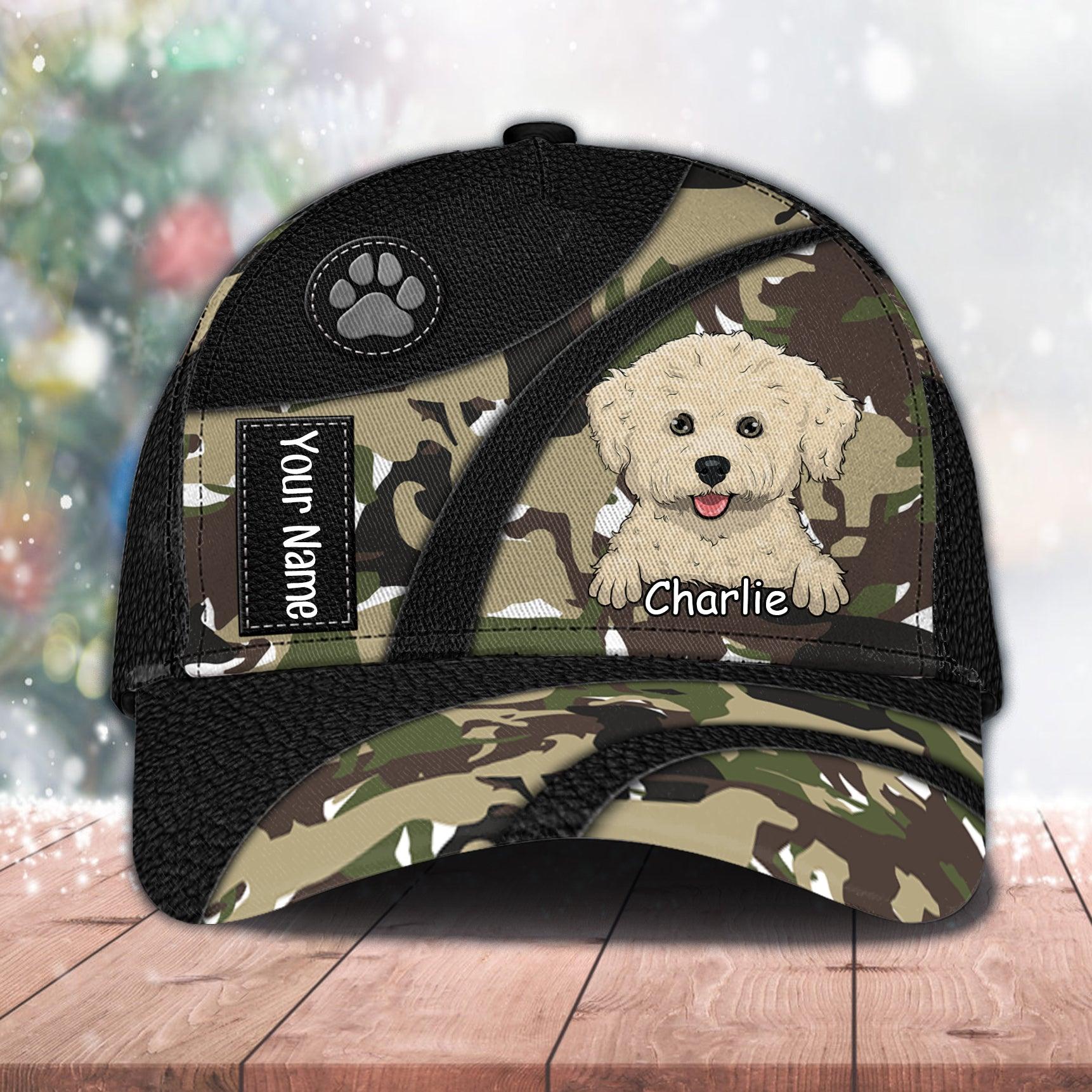 Dog Camo Pattern Personalized Classic Cap, Personalized Gift for Dog Lovers, Dog Dad, Dog Mom Trucker Hats Custom Hats Gifts For Men & Women