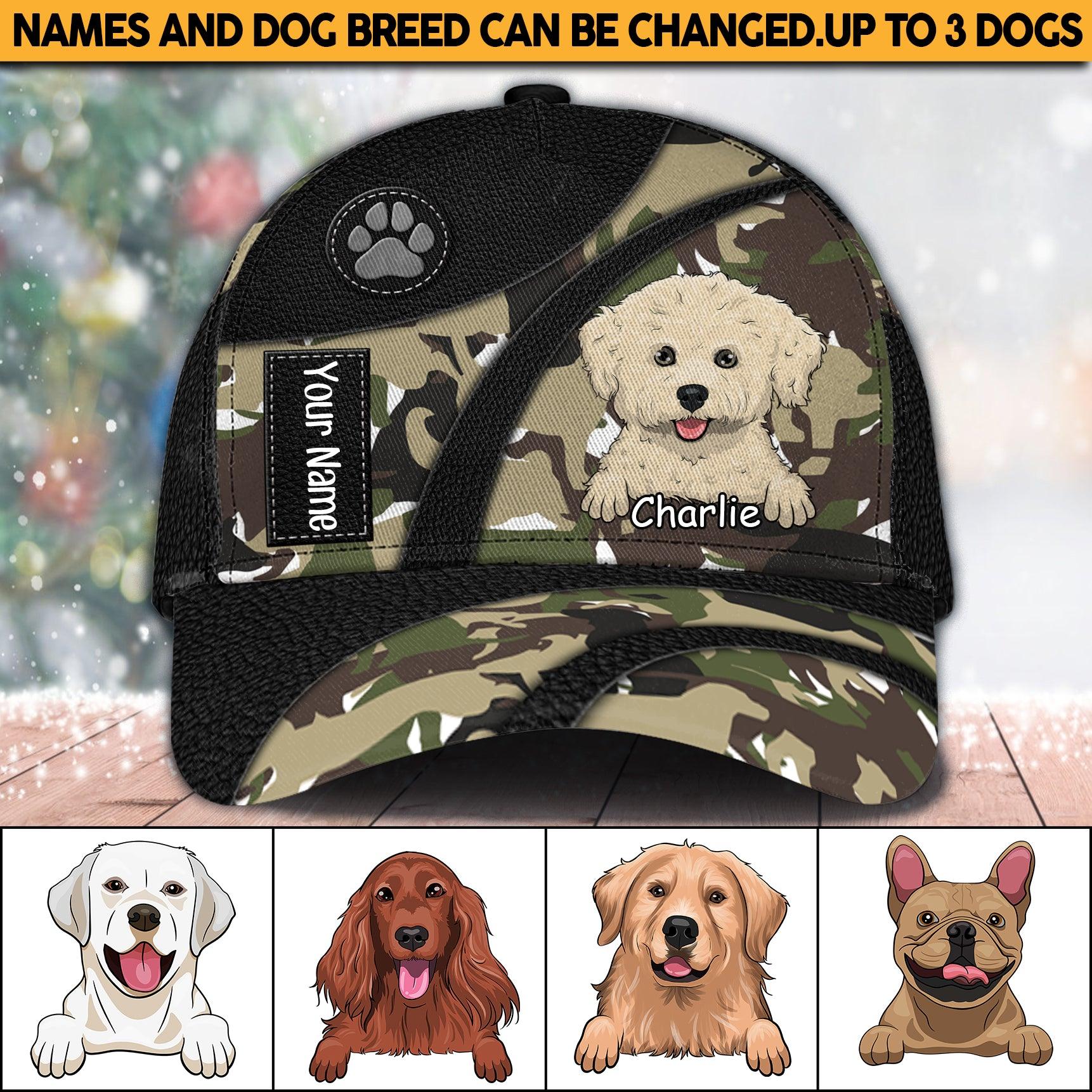 Dog Camo Pattern Personalized Classic Cap, Personalized Gift for Dog Lovers, Dog Dad, Dog Mom Trucker Hats Custom Hats Gifts For Men & Women