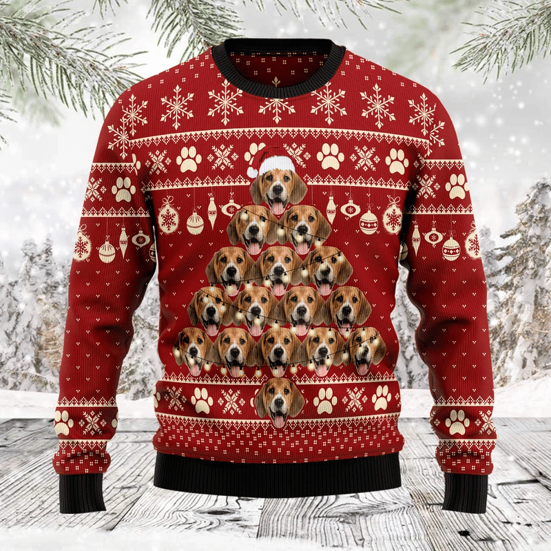 Dog Christmas Tree Ugly Christmas Sweater Adult 3D Funny Matching for family