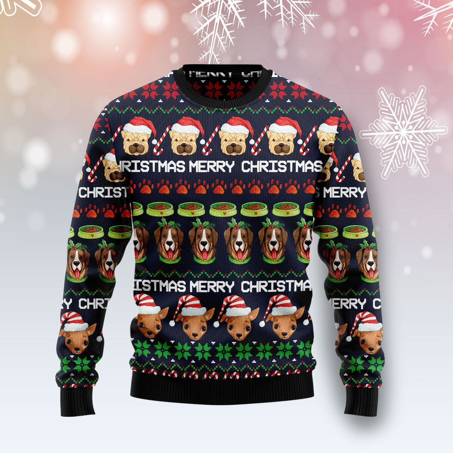 Dog Cute Ugly Christmas Sweater Adult 3D Funny Matching for family
