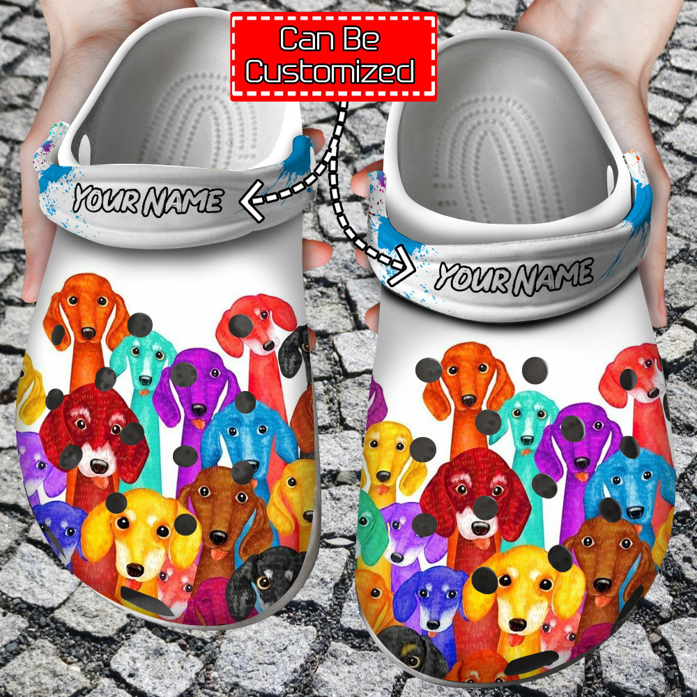 Dog - Dachshund Colorful Clog Shoes For Men And Women