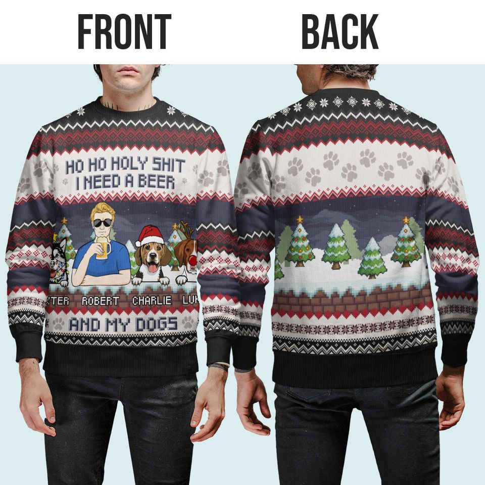 Dog Dad Customized Personalized Ugly Sweater - Christmas Gift For Dog Pet Lover Dog Dad - Image 3