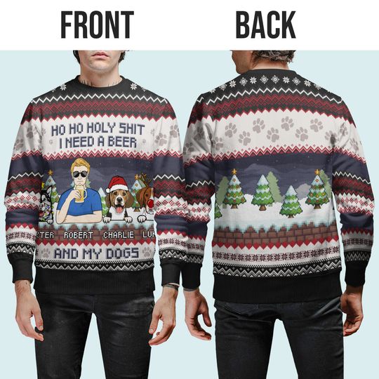 Dog Dad Customized Personalized Ugly Sweater - Christmas Gift For Dog Pet Lover Dog Dad - Image 6