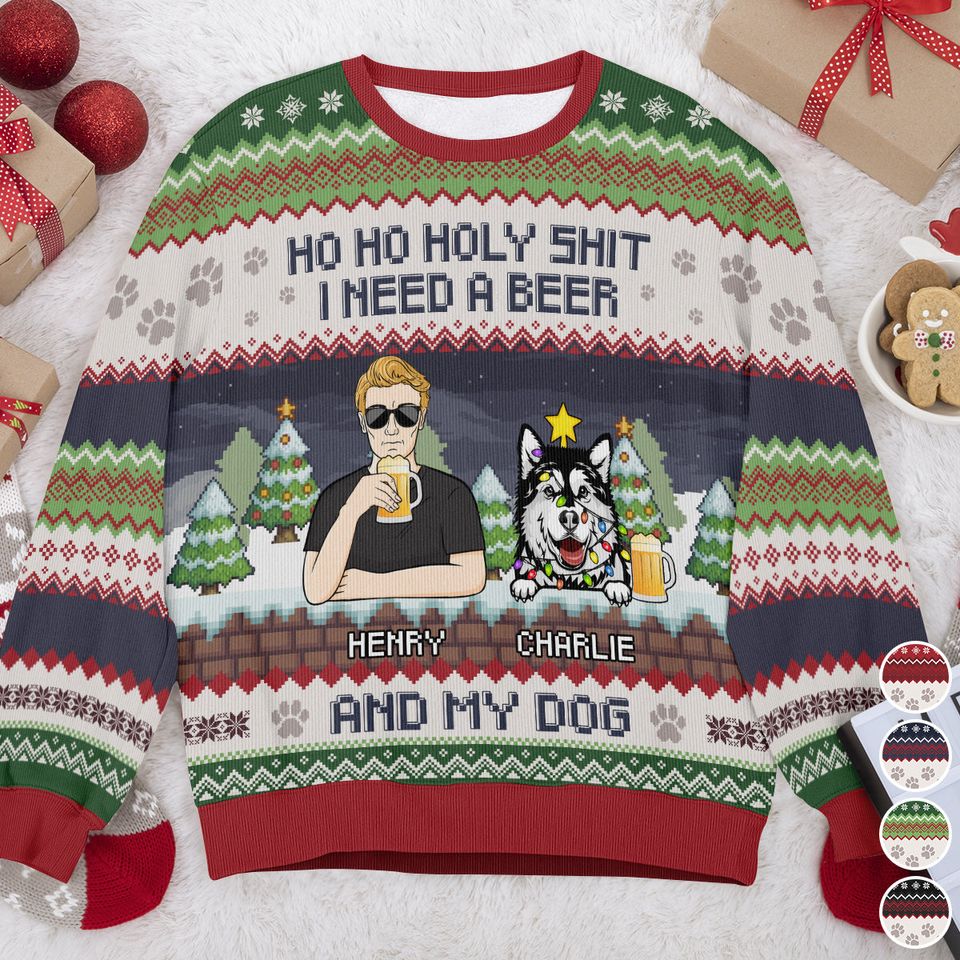 Dog Dad Customized Personalized Ugly Sweater - Christmas Gift For Dog Pet Lover Dog Dad - Image 2