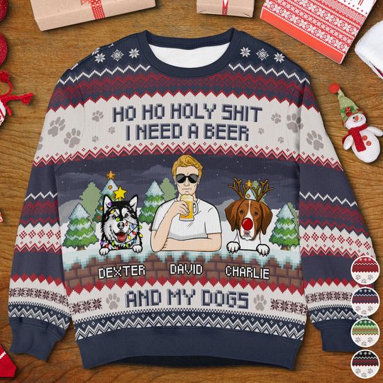 Dog Dad Customized Personalized Ugly Sweater - Christmas Gift For Dog Pet Lover Dog Dad - Image 4