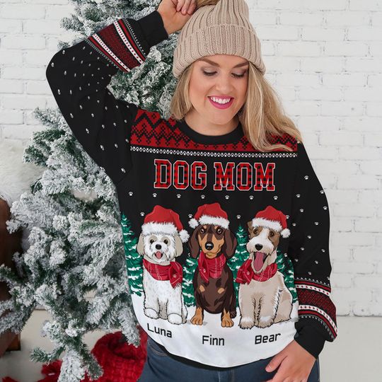 Dog Dad Mom Pattern - Personalized All-Over-Print Sweatshirt - Christmas Gift For Pet Owners, Pet Lovers, Dog Lovers - Image 6