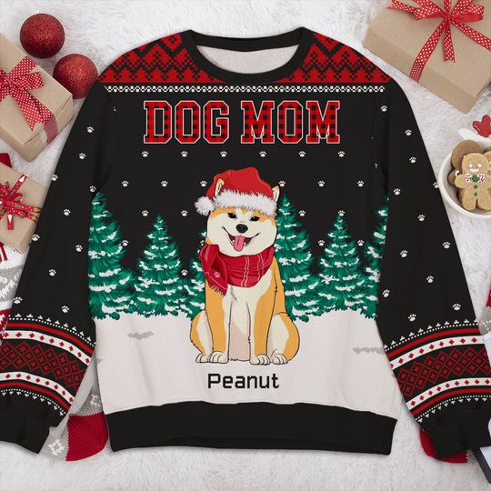 Dog Dad Mom Pattern - Personalized All-Over-Print Sweatshirt - Christmas Gift For Pet Owners, Pet Lovers, Dog Lovers - Image 5