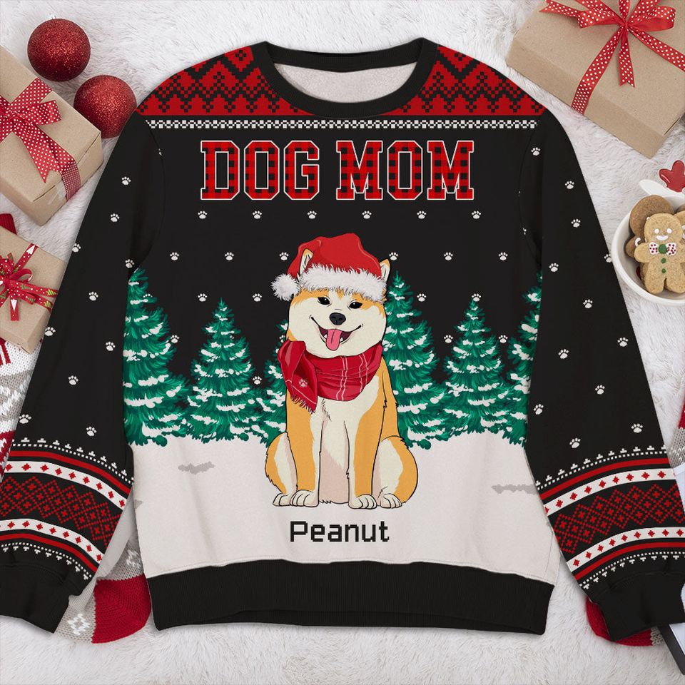 Dog Dad Mom Pattern - Personalized All-Over-Print Sweatshirt - Christmas Gift For Pet Owners, Pet Lovers, Dog Lovers - Image 2